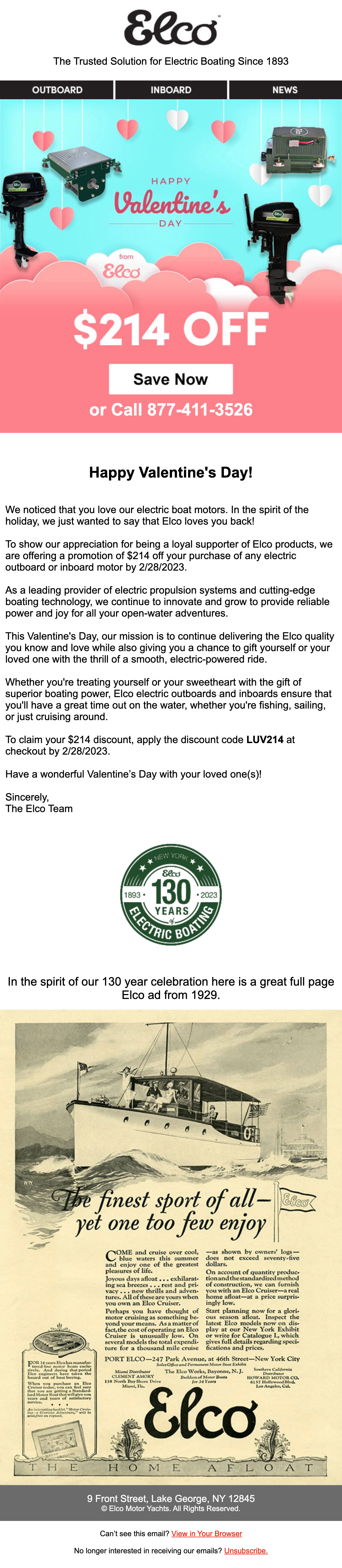 Elco Valentine's campaign email